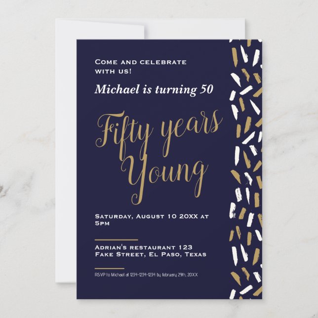 50th birthday invitations: Fifty years young, QR Invitation (Front)