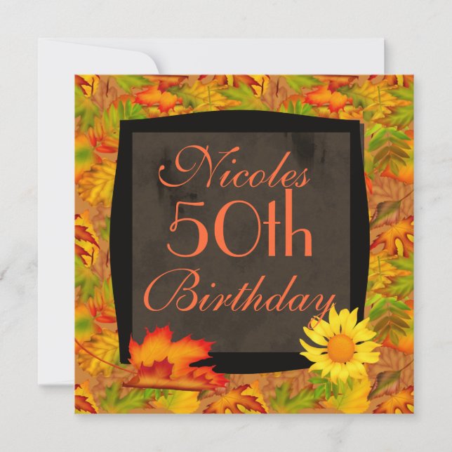 50th BIRTHDAY INVITATIONS for FALL (Front)