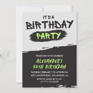 50th birthday invitations Graffiti Men Spray paint