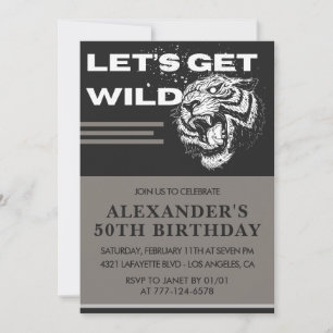 50th birthday invitations Men Party Let's Get Wild