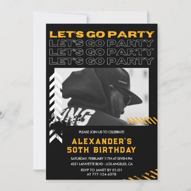 50th birthday invitations Men Photo Spray paint (Front)