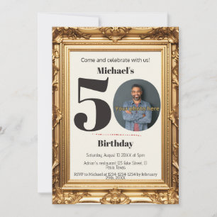 50th birthday invitations: Put your photo, QR Invitation