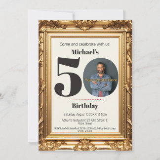 50th birthday invitations: Put your photo, QR Invitation