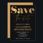 50th birthday invitations Save the date Black Gold<br><div class="desc">50th birthday invitations Save the date Black Gold</div>