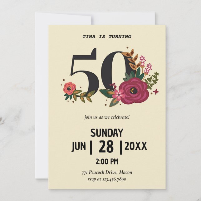 50th birthday invitations template (Front)