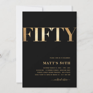 50th Birthday Invites Black and Gold