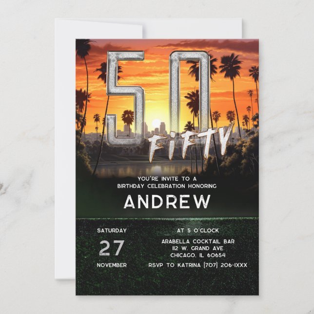 50th Birthday Invites For Men (Front)