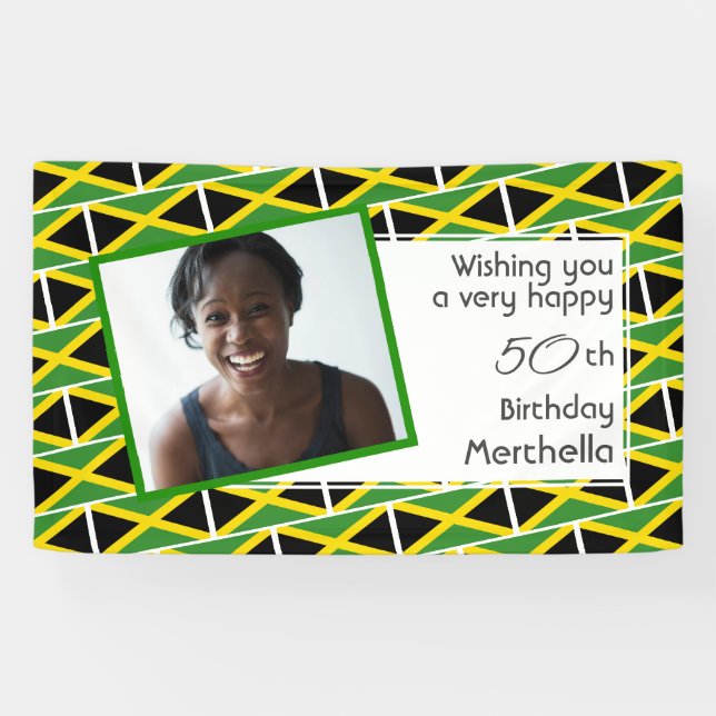 50th Birthday JAMAICA FLAG Custom Photo Banner (Horizontal)