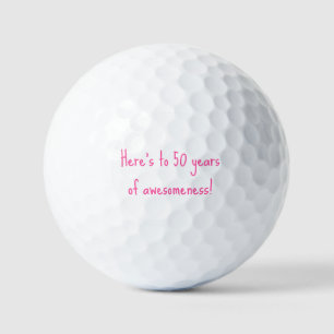 50th Birthday Lady Golfer Pink Quote Elegant  Golf Balls