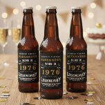 50th Birthday Legend Born 1976 Vintage Black Beer Bottle Label<br><div class="desc">A personalized classic beer bottle label design for that birthday celebration for somebody born in 1976 and turning 50. Add the name to this vintage retro style black, white and gold design for a custom birthday gift. Easily edit the name and year with the template provided. A wonderful custom black...</div>
