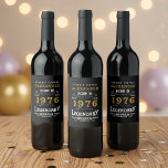 50th Birthday Legend Born 1976 Vintage Black Wine Label<br><div class="desc">A personalized classic wine bottle label design for that birthday celebration for somebody born in 1976 and turning 50. Add the name to this vintage retro style black, white and gold design for a custom birthday gift. Easily edit the name and year with the template provided. A wonderful custom black...</div>