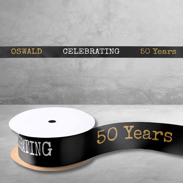 50th Birthday Legendary Black Gold Retro Satin Ribbon (50th Birthday Legendary Black Gold Retro Satin Ribbon
)