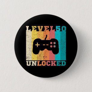 50th Birthday Level 50 Unlocked 6 Cm Round Badge
