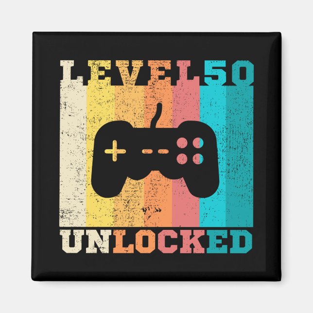 50th Birthday Level 50 Unlocked Magnet (Front)