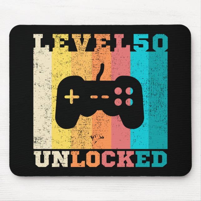 50th Birthday Level 50 Unlocked Mouse Mat (Front)