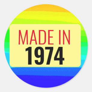 50th Birthday made in 1974 50 years old Classic Round Sticker