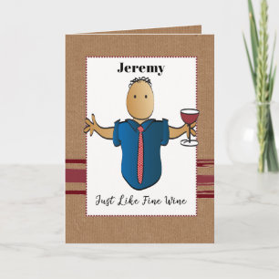 50th Birthday Male Cartoon Classy Red Wine Card