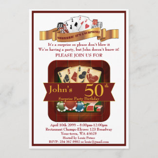 50th,Birthday Man Casino,Gambling Party,Las Vegas Invitation
