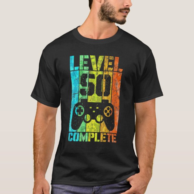 50th Birthday Man Gamer Level Complete 50 Years T-Shirt (Front)