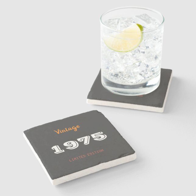 50th Birthday Marble Coaster – Vintage 1975 Limit (Side)