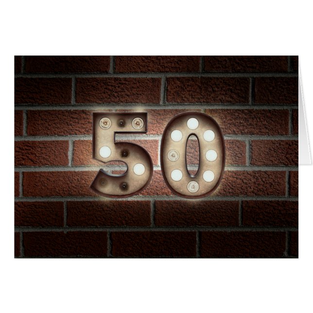 50th birthday-marquee light sign on brick (Front Horizontal)