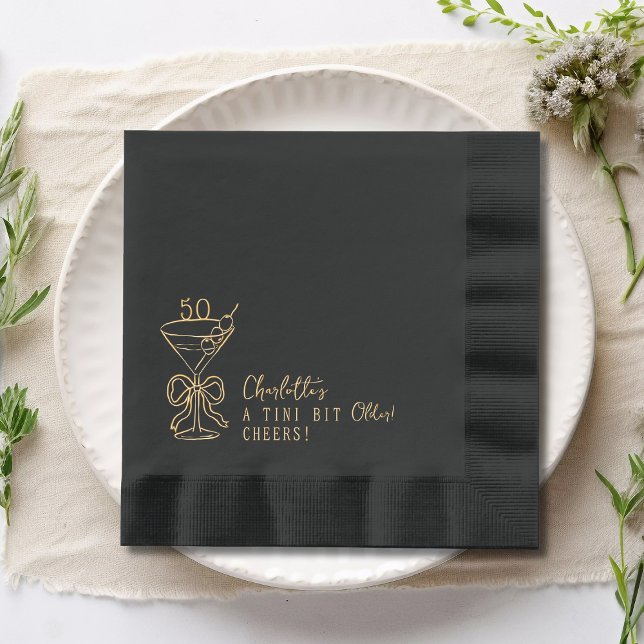 50th Birthday Martini Cheers Fifty Personalised Foil Napkins (Creator Uploaded)
