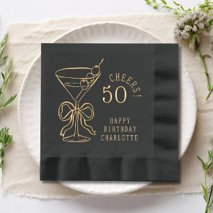 50th Birthday Martini Cheers Fifty Personalised Foil Napkins