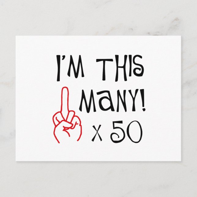 50th birthday Middle Finger Salute Postcard (Front)