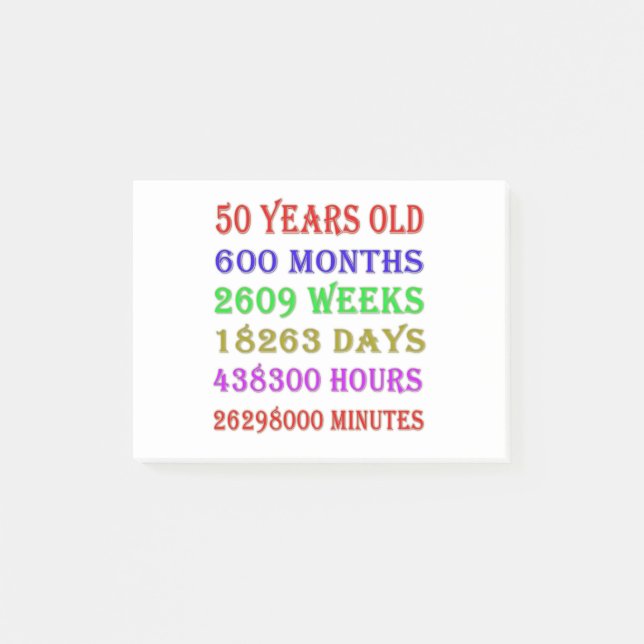 50th Birthday Milestones Post-it Notes (Front)