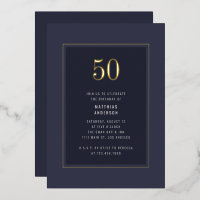50th Birthday Minimal Elegant Dark Gold Frame