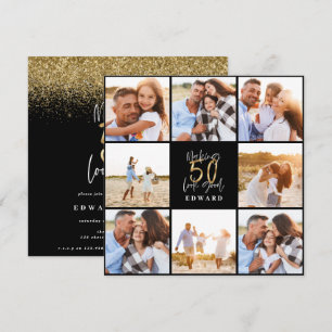 50th birthday modern black and gold photo collage