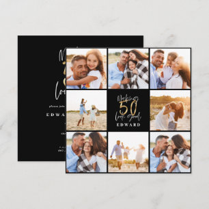 50th birthday modern black and gold photo collage