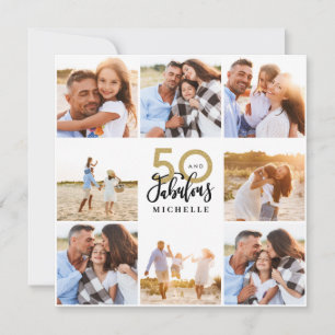 50th birthday modern black and gold photo collage