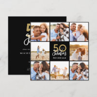 50th birthday modern black and gold photo collage