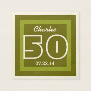 50th Birthday Modern Geometric V16 OLIVE GREEN Napkin