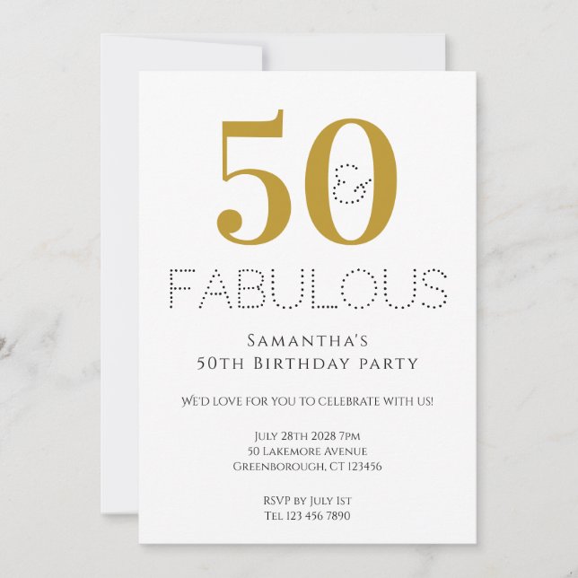 50th Birthday Modern Gold Party Invitation (Front)