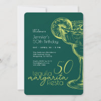 50th Birthday Modern Green Margarita Fiesta