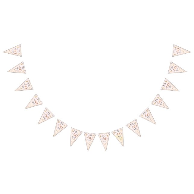 50th Birthday Modern Minimalist Faux Gold Glitter Bunting (All)