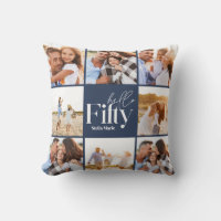 50th birthday modern navy photo collage simple