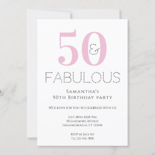 50th Birthday Modern Pink Party Invitation
