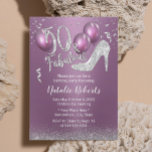 50th Birthday Modern Purple & Silver Fabulous 50 Invitation<br><div class="desc">Fabulous 50 Modern Purple & Silver 50th Birthday Invitations.</div>