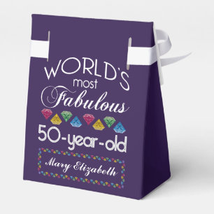 50th Birthday Most Fabulous Colourful Gems Purple Favour Box