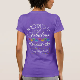 50th Birthday Most Fabulous Colourful Gems Purple T-Shirt