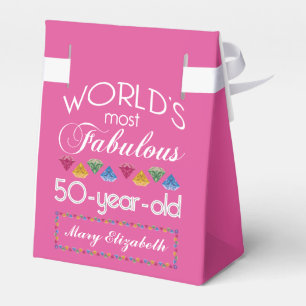 50th Birthday Most Fabulous Gems Raspberry Pink Favour Box