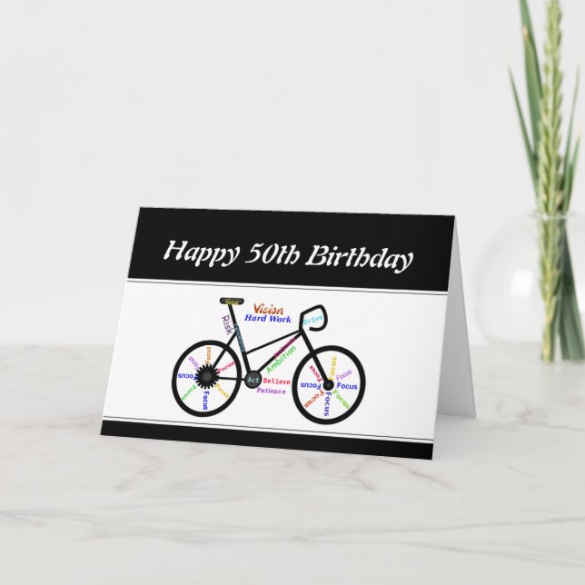 50th Birthday Motivational Bike Bicycle Cycling Card (Front)