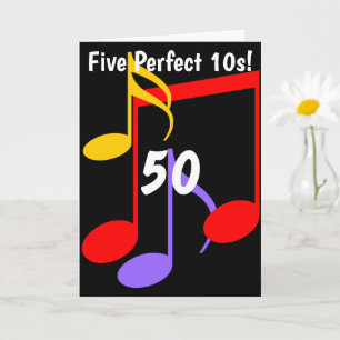 50th Birthday Music Notes Folded Greeting Card