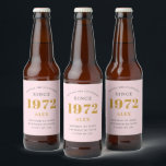 50th Birthday Name 1972 Pink Grey Elegant Chic Beer Bottle Label<br><div class="desc">A personalised elegant beer label that is easy to customise for that special occasion.</div>