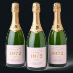 50th Birthday Name 1972 Pink Grey Elegant Chic Sparkling Wine Label<br><div class="desc">A personalised elegant sparkling wine label that is easy to customise for that special occasion.</div>