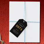 50th Birthday Name 1974 Black Gold Elegant Chic Gift Tags<br><div class="desc">Elegant Chic 1974 Black Gold Personalised 50th Birthday Gift Tags. Celebrate the milestone birthday with our Elegant Chic 1974 Black Gold Personalised 50th Birthday Gift Tags. Each gift tag is meticulously designed with a black and gold colour scheme that oozes elegance. Fully personalised to add that exclusive touch, these gift...</div>
