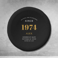 50th Birthday Name 1974 Black Gold Elegant Chic